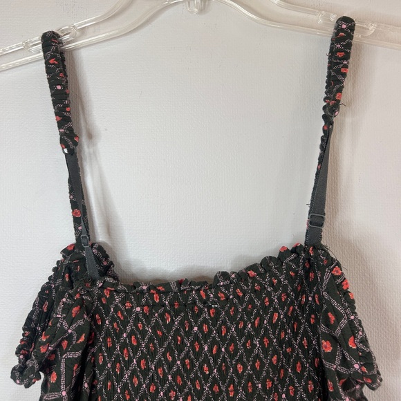 INTIMATELY FREE PEOPLE Dark Floral Ruched Bodysuit Whimsigoth Fairy Grunge Sz M - Picture 8 of 15